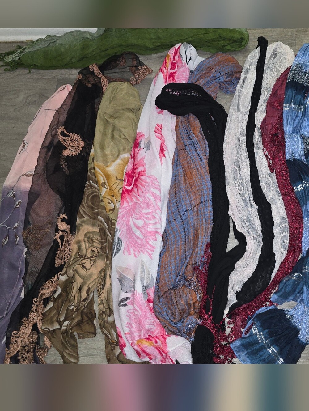 Mixed Pattern Scarves Bundle - Floral, Lace & Textured Styles